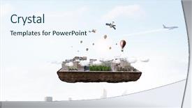  Presentation with ho chi minh city - Audience pleasing presentation design consisting of 3d rendered image gear designs - mini city exterior design backdrop and a  colored foreground