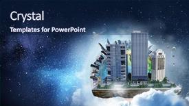  Presentation with city - Slide set consisting of 3d rendered image gear designs - modern city concept mixed media background and a  colored foreground