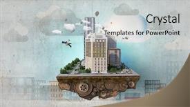  Presentation with media image - Amazing presentation design having 3d rendered image gear designs - modern city concept mixed media backdrop and a light gray colored foreground