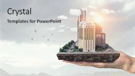  Presentation with urban neighborhood community development - PPT layouts featuring 3d rendered image gear designs - urban construction development mixed media background and a  colored foreground