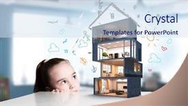  Presentation with dream - Cool new PPT theme with 3d rendering - design of your dream house backdrop and a sky blue colored foreground