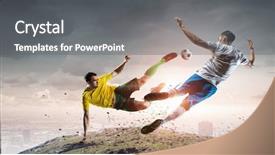  Presentation with soccer - Cool new slides with 3d rendering - soccer player outdoors mixed media backdrop and a gray colored foreground