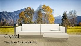  Presentation with photo - Presentation consisting of 3d rendering of a sofa background and a coral colored foreground