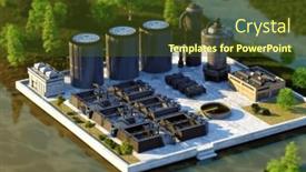  Presentation with wastewater treatment plant - PPT theme enhanced with 3d-rendering-of-wastewater-treatment background and a tawny brown colored foreground