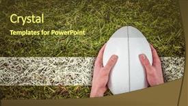  Presentation with rugby - Presentation theme having 3d rugby player catching background and a tawny brown colored foreground