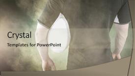  Presentation with color powder - Audience pleasing slides consisting of 3d rugby player holding a rugby ball against splashing of yellow color powder backdrop and a mint green colored foreground