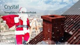  Presentation with sail - Amazing PPT theme having 3d santa claus climbing backdrop and a sky blue colored foreground
