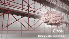  Presentation with scaffolding - Audience pleasing PPT layouts consisting of 3d scaffold - 3d digital composite of brain backdrop and a gray colored foreground