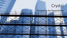  Presentation with tall buildings - Presentation theme enhanced with 3d scaffold - 3d image of construction scaffolding background and a light blue colored foreground