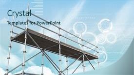  Presentation with scaffolding - Slide deck enhanced with 3d scaffold - digital composite of blue sky background and a light blue colored foreground