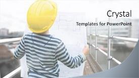  Presentation with scaffolding - PPT theme having 3d scaffold - digital composite of boy looking background and a sky blue colored foreground