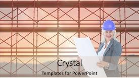  Presentation with scaffolding - Amazing presentation having 3d scaffold - digital composite of business woman backdrop and a lemonade colored foreground