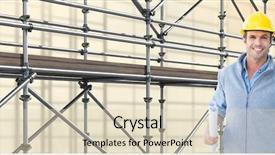  Presentation with scaffolding - Audience pleasing presentation design consisting of 3d scaffold - digital composite of happy architect backdrop and a soft green colored foreground