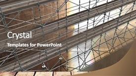  Presentation with scaffolding - Slides having 3d scaffold - digital composite of large room background and a gray colored foreground