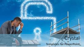 Presentation with composite - Slide deck consisting of 3d scaffold - digital composite of man sitting background and a light blue colored foreground
