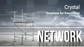  Presentation with scaffolding - Presentation theme having 3d scaffold - digital composite of network text background and a  colored foreground