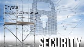  Presentation with scaffolding - Audience pleasing slide deck consisting of 3d scaffold - digital composite of security text backdrop and a  colored foreground