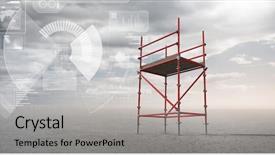  Presentation with scaffolding - Presentation theme enhanced with 3d scaffold - digital composite of sky landscape background and a light gray colored foreground