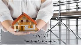  Presentation with scaffolding - Presentation theme featuring 3d scaffold - digital composite of woman giving background and a light gray colored foreground