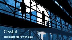  Presentation with scaffolding - Slides featuring 3d scaffold - smiling architect with hard hat background and a ocean colored foreground