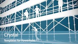  Presentation with dark blue coloured - Beautiful presentation theme featuring 3d scaffold - smiling attractive architect on phone backdrop and a teal colored foreground