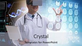  Presentation with metabolic syndrome doctor examining - Amazing slide deck having 3d scanner - doctor examining x-ray images using backdrop and a light blue colored foreground