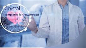  Presentation with patient and doctor - Colorful slides enhanced with 3d scanner - midsection of female doctor using backdrop and a  colored foreground