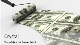  Presentation with brush - Beautiful PPT theme featuring 3d scanner - roller brush dollar 3d backdrop and a white colored foreground