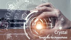  Presentation with safe - Beautiful theme featuring 3d scanner - woman open safe mixed media backdrop and a coral colored foreground