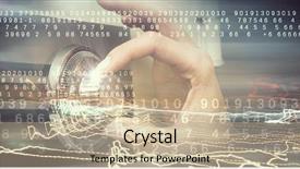  Presentation with safe - Slides with 3d scanner - woman open safe mixed media background and a  colored foreground