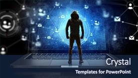  Presentation with crime media - Slides having 3d secure - network security and computer crime background and a ocean colored foreground