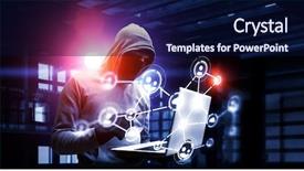  Presentation with privacy - Audience pleasing presentation theme consisting of 3d secure - network security and privacy crime backdrop and a navy blue colored foreground