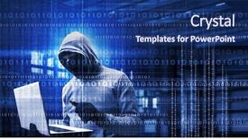  Presentation with network security - Slide set with 3d secure - network security and privacy crime background and a ocean colored foreground