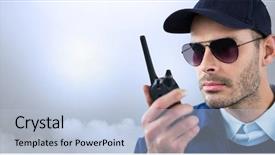  Presentation with cloud computing security - Theme having 3d secure - security man outside with bright background and a  colored foreground