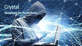  Presentation with crime media - Presentation design consisting of 3d secure card - network security and privacy crime background and a  colored foreground