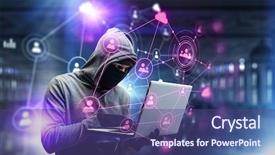  Presentation with security network - Colorful presentation theme enhanced with 3d secure card - network security and privacy crime backdrop and a  colored foreground
