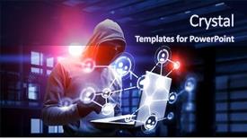  Presentation with security network - Audience pleasing PPT layouts consisting of 3d secure card - network security and privacy crime backdrop and a  colored foreground