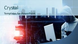  Presentation with network security - Beautiful slides featuring 3d secure card - network security and privacy crime backdrop and a  colored foreground