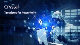  Presentation with security network - Colorful slide deck enhanced with 3d secure card - network security and privacy crime backdrop and a  colored foreground