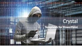  Presentation with network security - Audience pleasing slide set consisting of 3d secure card - network security and privacy crime backdrop and a  colored foreground