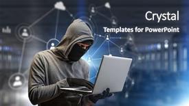  Presentation with network security - PPT theme with 3d secure card - network security and privacy crime background and a  colored foreground