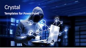  Presentation with network security - Audience pleasing slides consisting of 3d secure card - network security and privacy crime backdrop and a  colored foreground