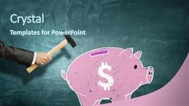  Presentation with piggy bank - Colorful PPT layouts enhanced with 3d secure shopping - pink piggy bank mixed media backdrop and a ocean colored foreground