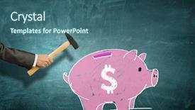  Presentation with piggy bank - Colorful slide set enhanced with 3d secure shopping - pink piggy bank mixed media backdrop and a ocean colored foreground