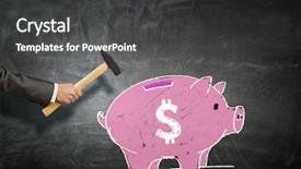  Presentation with piggy bank - Cool new PPT theme with 3d secure shopping - pink piggy bank mixed media backdrop and a  colored foreground