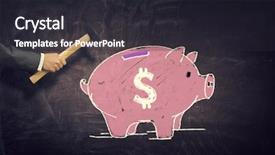  Presentation with banking bank vault door - Presentation theme having 3d secure shopping - pink piggy bank background and a  colored foreground