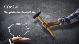  Presentation with banking bank vault door - PPT layouts having 3d secure shopping - pink piggy bank background and a  colored foreground