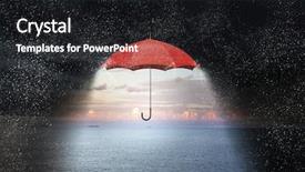  Presentation with shield - Amazing slides having 3d shield - color umbrella in sky mixed backdrop and a dark gray colored foreground