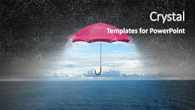  Presentation with shield - Presentation theme consisting of 3d shield - color umbrella in sky mixed background and a dark gray colored foreground