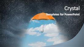 Presentation with shield - Colorful theme enhanced with 3d shield - color umbrella in sky mixed backdrop and a  colored foreground